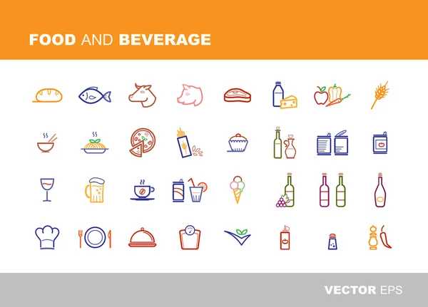 Food and beverage icons — Stock Vector