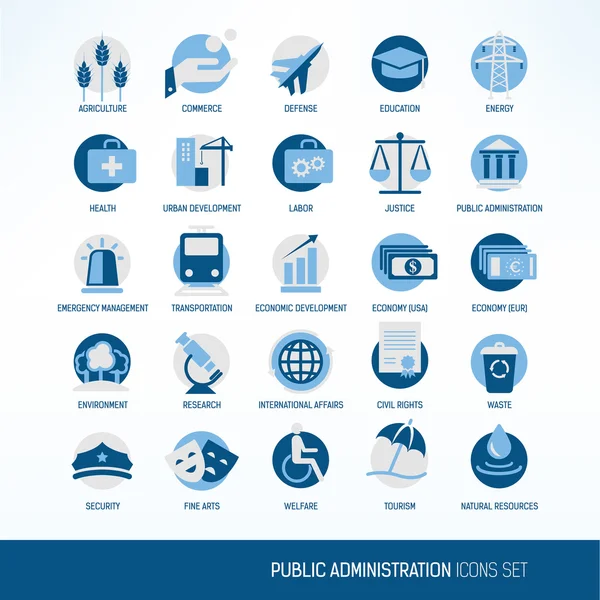 Public administration icons — Stock Vector