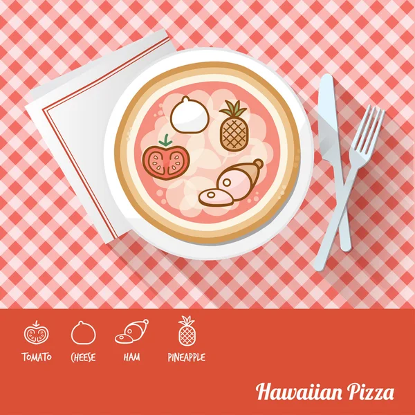 Hawai pizza bir tabak üzerinde — Stok Vektör