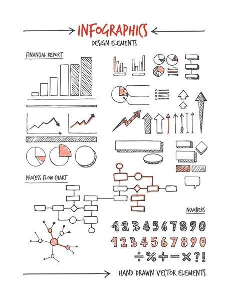 Icônes infographiques dessinées à la main — Image vectorielle