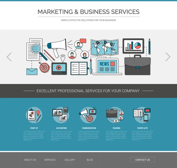Modèle web marketing et communication — Image vectorielle