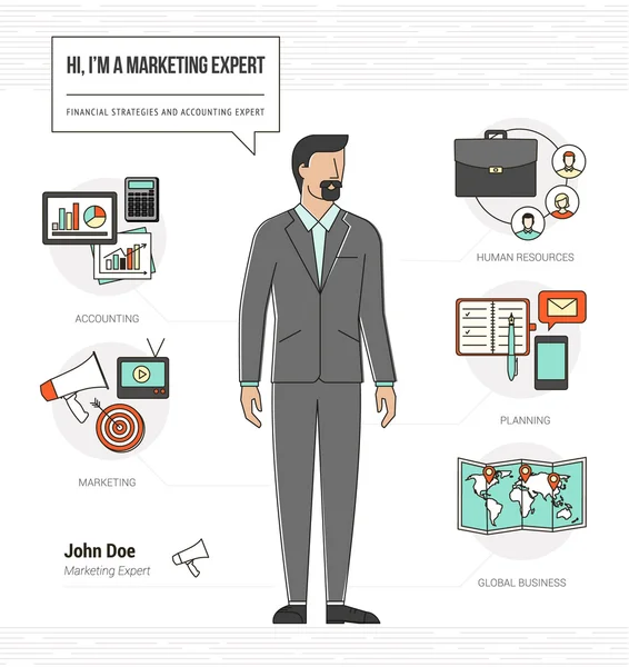 Compétences professionnelles en infographie marketing — Image vectorielle