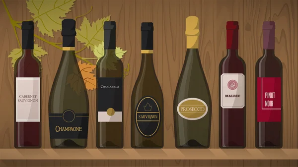 Coleção de garrafas de vinho de luxo — Vetor de Stock