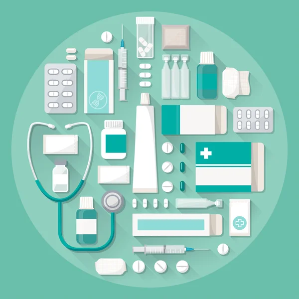 Concept de pharmacie et de traitement médical — Image vectorielle