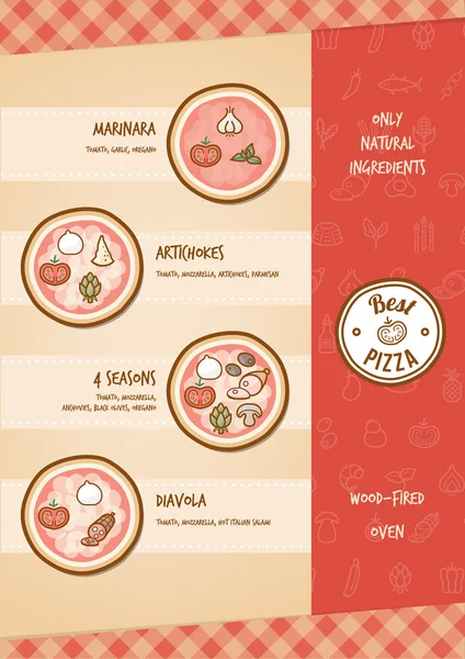 Menú de pizza con aderezos — Vector de stock