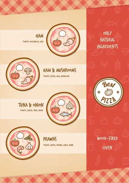 Pizza menu with toppings — Stock Vector