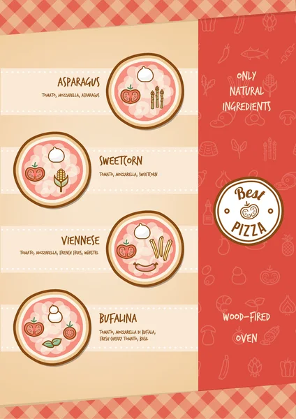 Pizza menu z dodatkami — Wektor stockowy