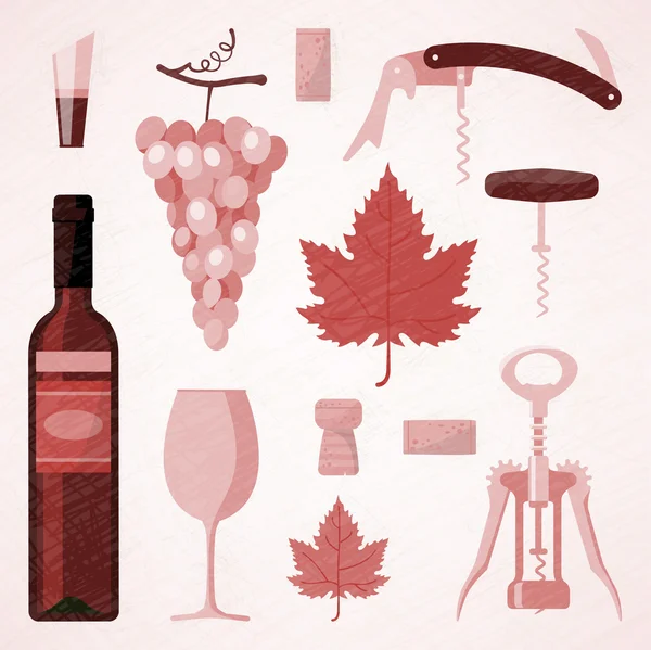 Illustration vintage vin rouge et rose — Image vectorielle