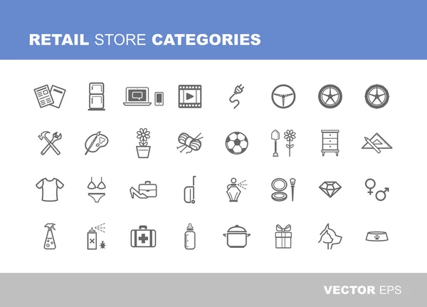 Retail store categories icons — Stock Vector