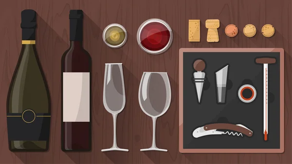 Kit de herramientas de cata de vinos para vinicultores — Archivo Imágenes Vectoriales