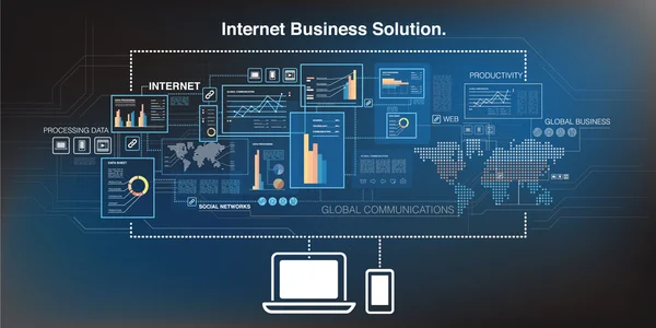 Negocios en línea y tecnología de computación en nube — Vector de stock