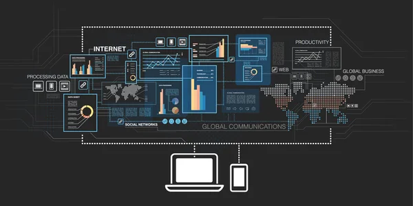 Negocios en línea y tecnología de computación en nube Ilustración De Stock