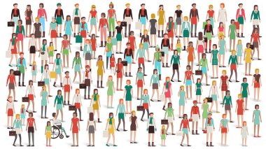 Crowd of women standing together clipart