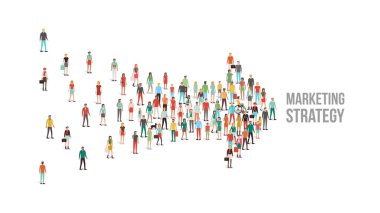 Crowd of people gathered in an arrow shape clipart