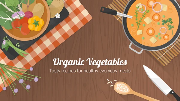 Banner de recetas vegetarianas — Archivo Imágenes Vectoriales
