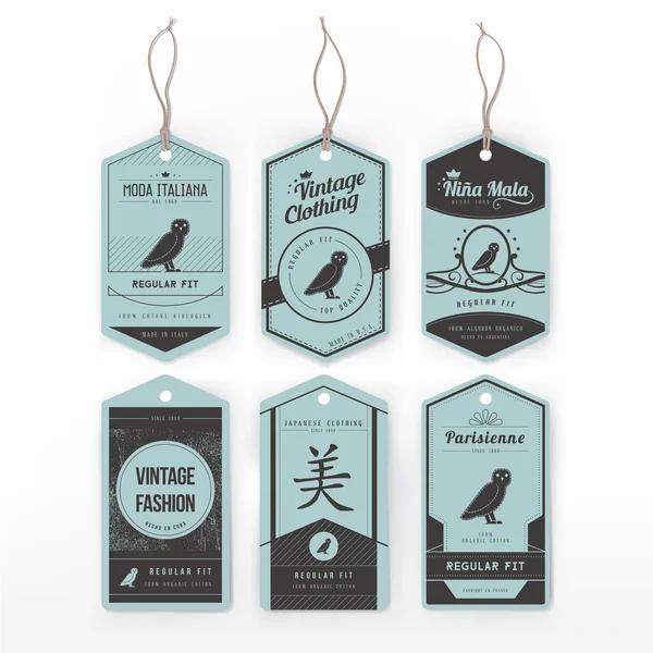 Vintage cardboard clothing tags set — Stock Vector