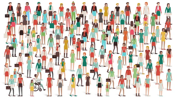 Multitud de mujeres de pie juntas — Archivo Imágenes Vectoriales