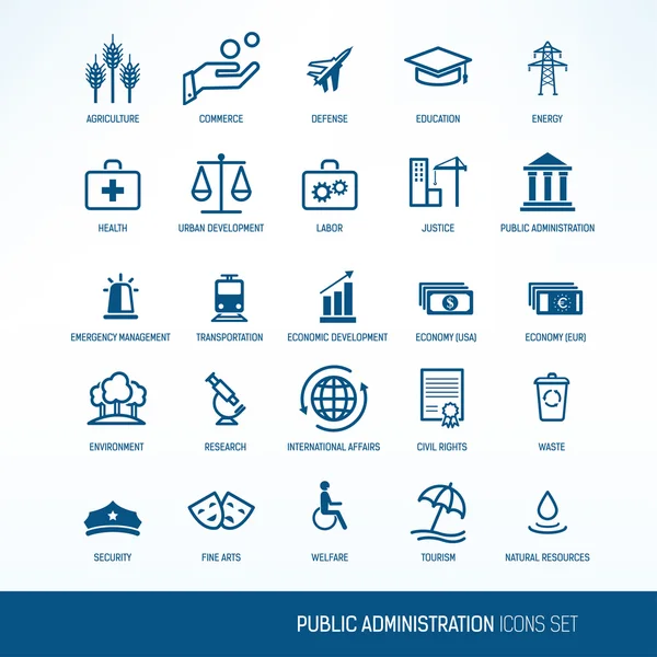 Government and administration icons — Stock Vector