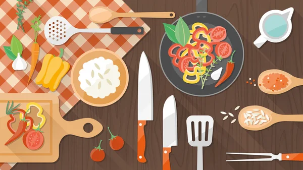 Eten en koken banner — Stockvector