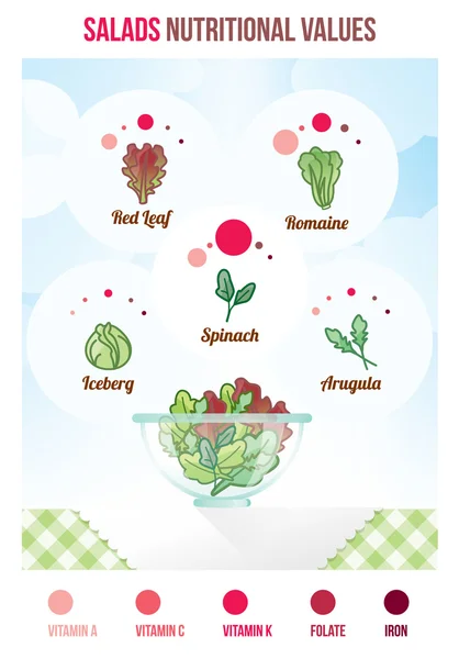 Salatalar besin değerleri — Stok Vektör