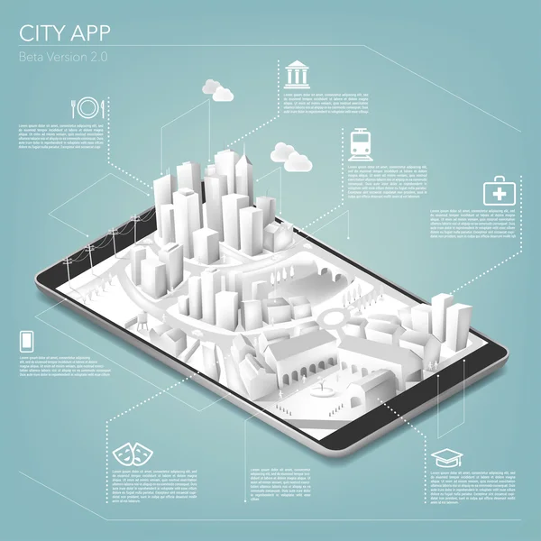 City-App für Mobiltelefone — Stockvektor