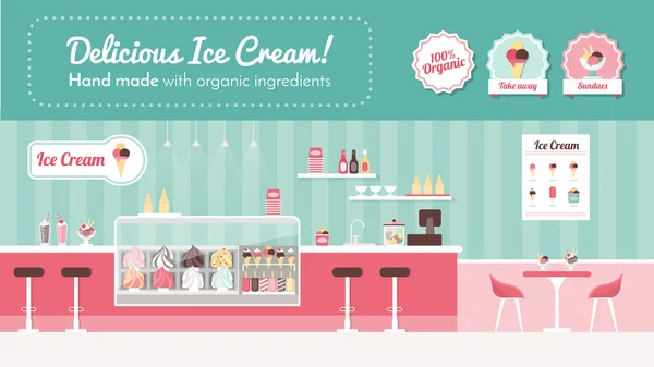 Ice cream parlor — Stock Vector