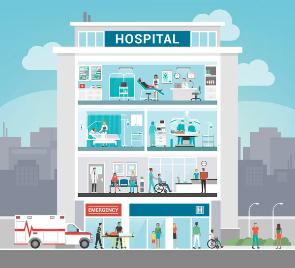 Infográficos hospitalares e de saúde — Vetor de Stock