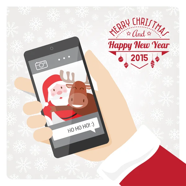 Babbo Natale si fa un selfie — Vettoriale Stock
