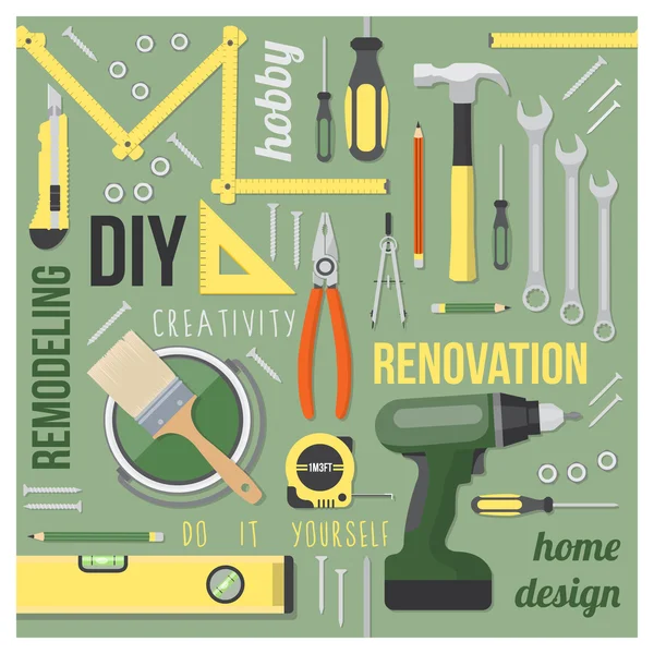 DIY and home renovation tools set — Stock Vector