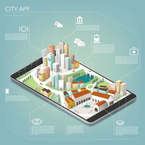 Aplicación de la ciudad para teléfono móvil . — Vector de stock