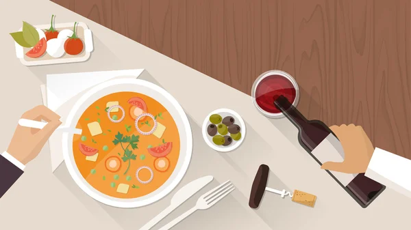 Fine dining at restaurant — Stock Illustration Fine dining at restaurant Royalty Free Stock Illustrations