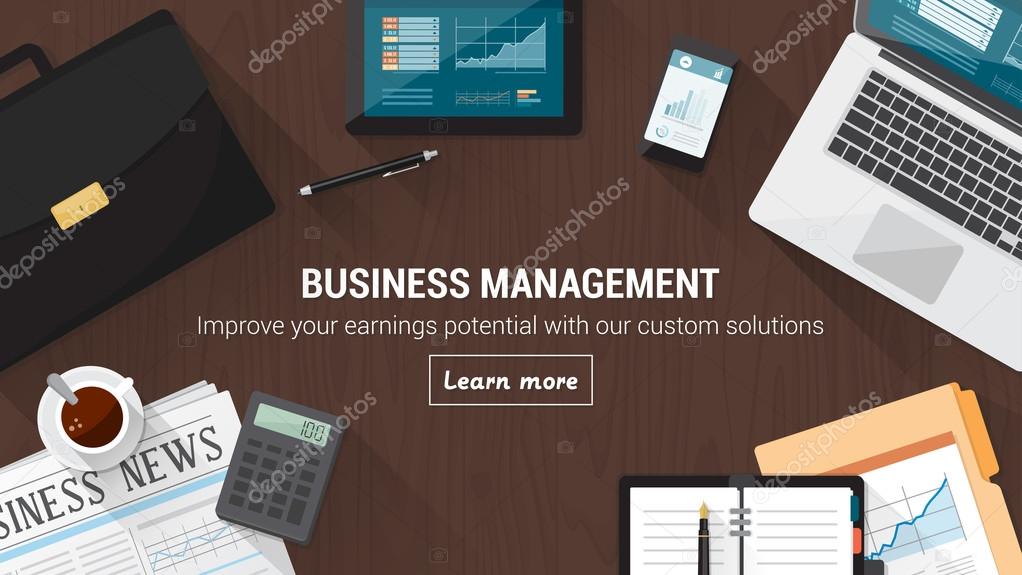 Business desktop with documents