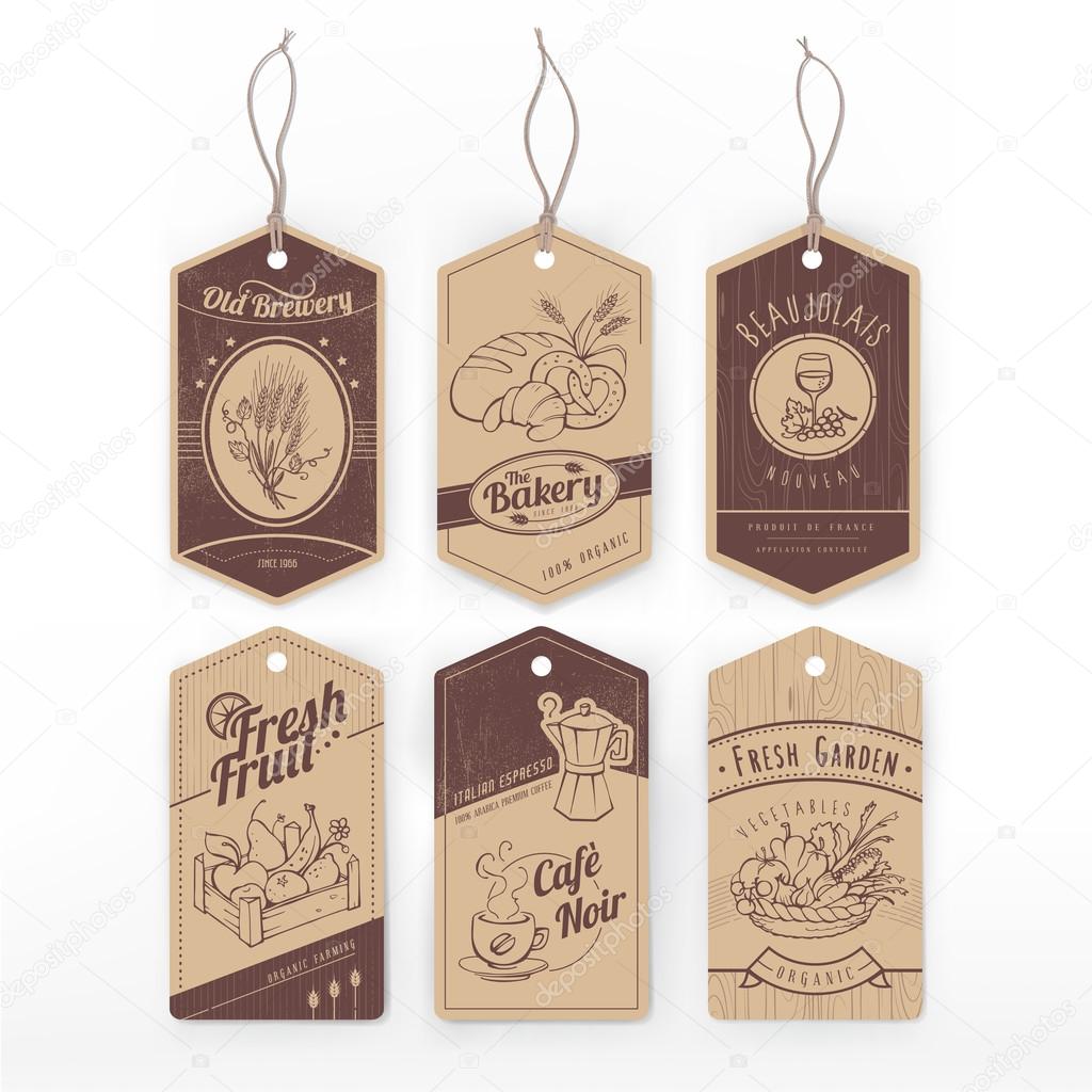 Food vintage labels with stripes