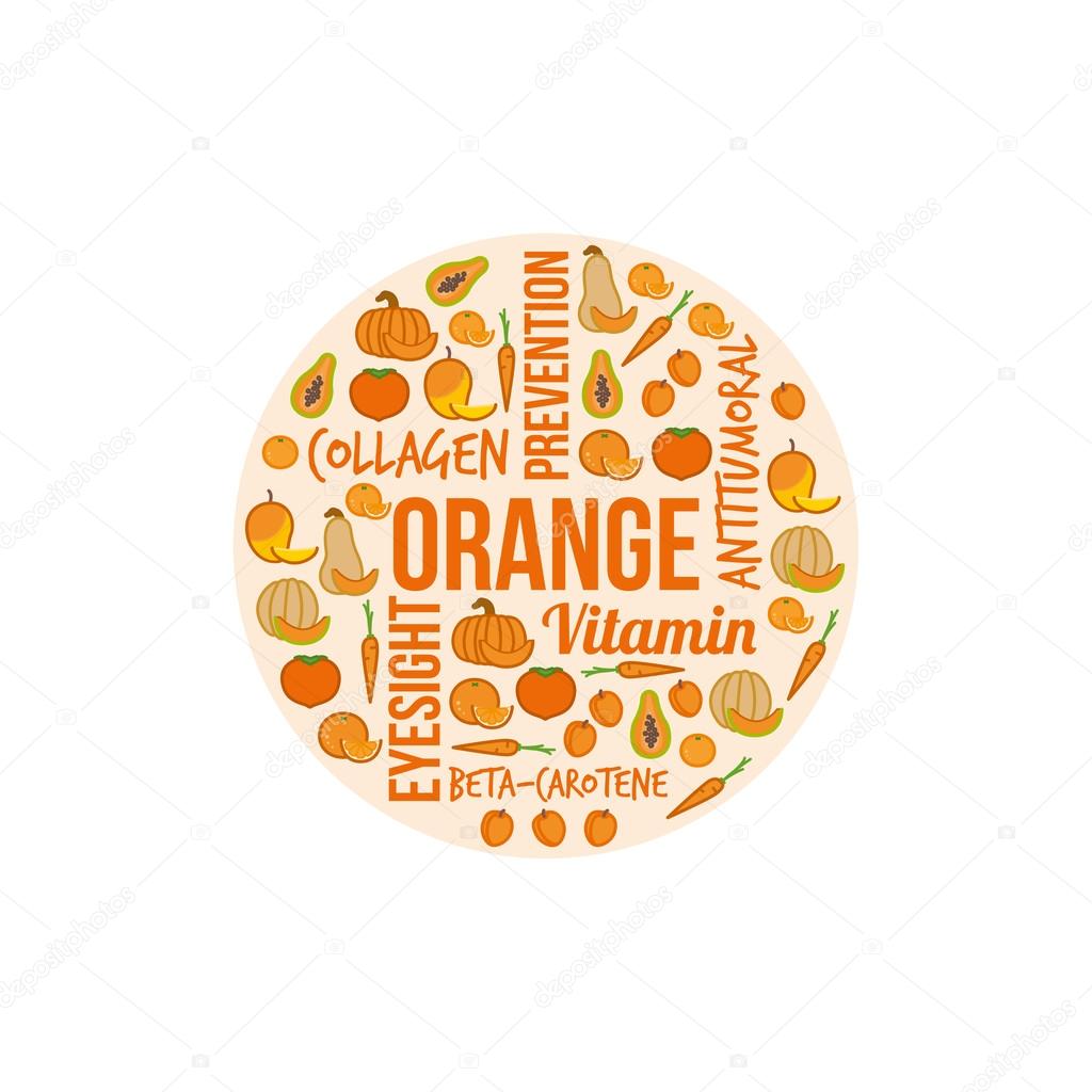 Orange vegetables and fruits