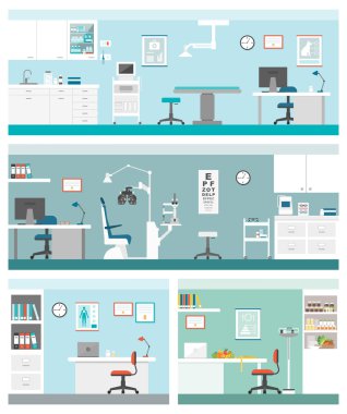 Healthcare and clinics banners set clipart
