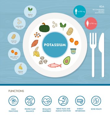 Potassium mineral nutrition infographic clipart