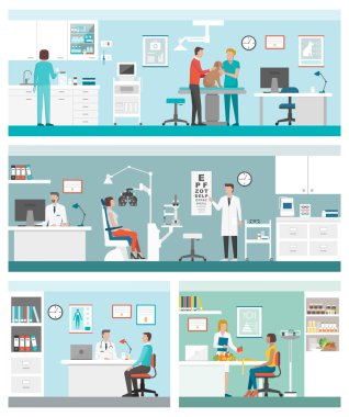 Sağlık ve klinikler afiş kümesi