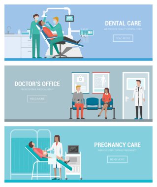 Hastane ve sağlık afişleri seti