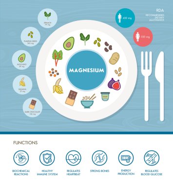 Magnezyum mineral beslenme infografik