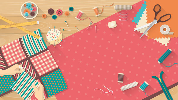 Tailor's table concept banner