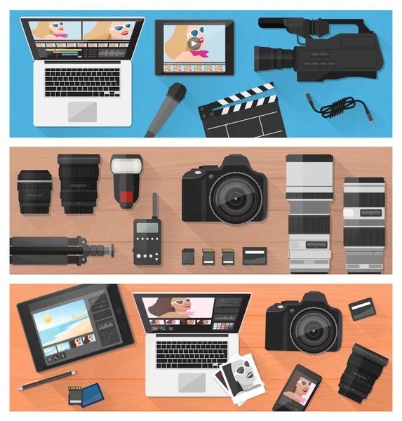 Professional photographer equipment Vector Graphics