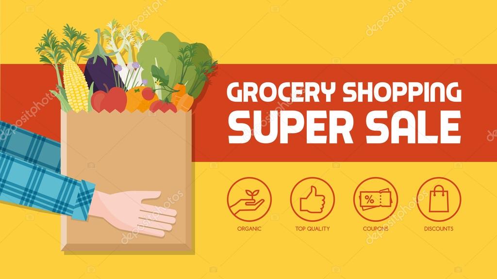 Grocery shopping discount banner Stock Vector Image by ©elenabs 110819108