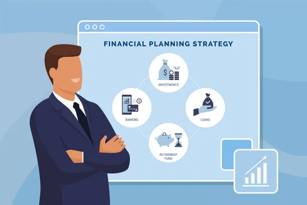 Financial Planning Strategy Online Banking — Stock Vector