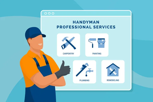 Serviços Handyman Profissionais Consultoria Line — Vetor de Stock