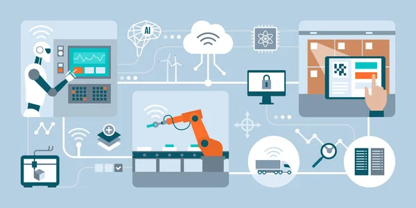 Indústria Inteligente Fabricação Inovadora — Vetor de Stock