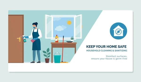 Κρατήστε Σπίτι Σας Ασφαλές Και Καθαρό Κατά Διάρκεια Της Πανδημίας — Διανυσματικό Αρχείο