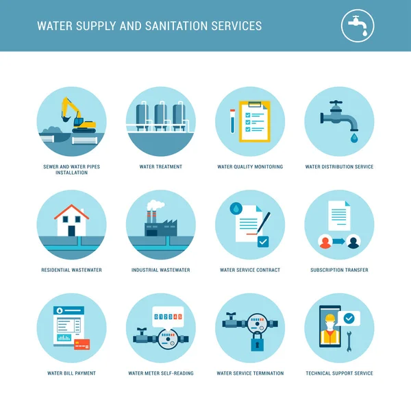 Watervoorziening Sanitaire Voorzieningen — Stockvector