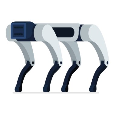 Yenilikçi otomatik yapay zeka dört ayaklı robot, beyaz arka planda izole edilmiş, bilim ve teknoloji konsepti