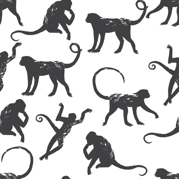 Monkey animal black pattern — Stock Vector