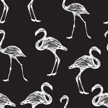 Flamingo kuşu monohrome desen